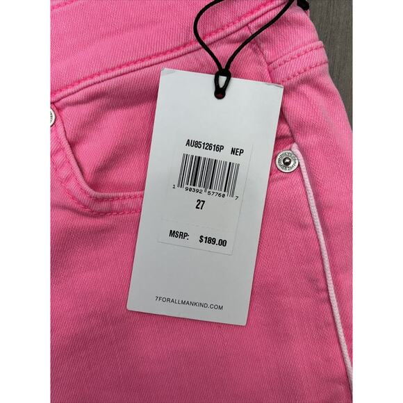 7 For All Mankind Womens 27 Pink High Waist Slim Kick Jeans Barbiecore NWT - Picture 5 of 10